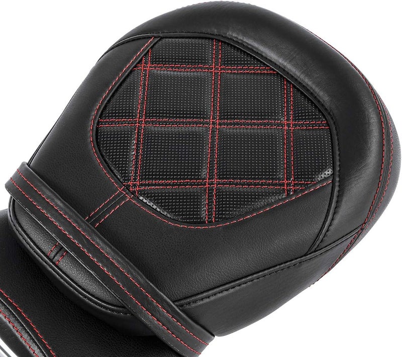 XFMT Red Stitching Low-Profile Leather Seat Pillion Passenger Rider Seat Set For Harley Touring Road King Street Glide Road Glide Electra Glide CVO 2009-2023 - Image 3
